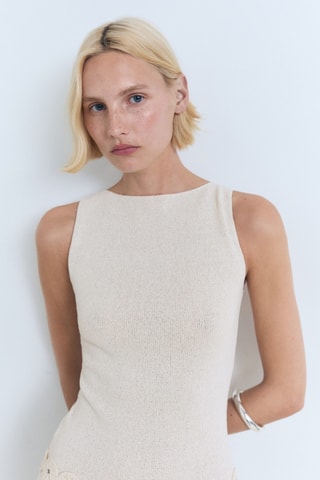 Robe maille ceinture - Écru
