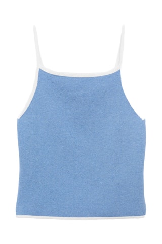 Top maille bords contrastants - Bleu Clair
