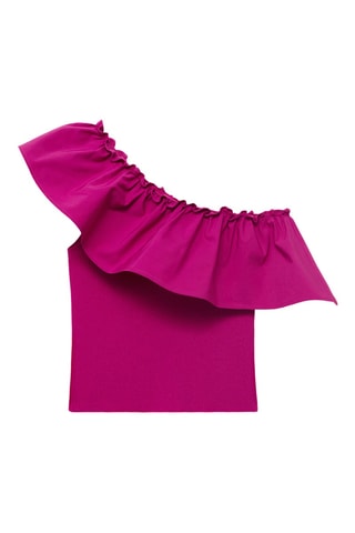 Haut asymétrique en tissu combiné - Fuchsia