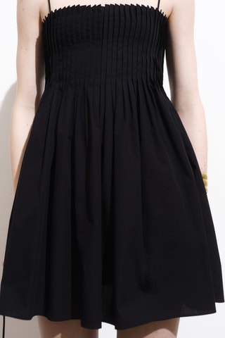 Robe en coton à plis - Noir