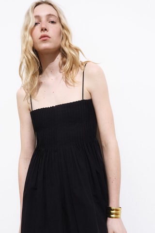 Robe en coton à plis - Noir