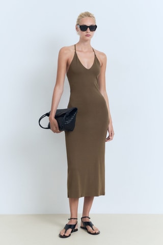 Robe midi décolletée dans le dos - Kaki
