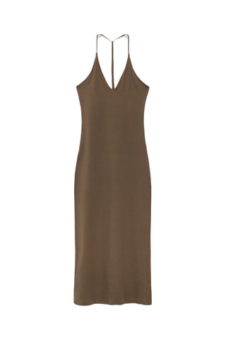 Robe midi décolletée dans le dos - Kaki