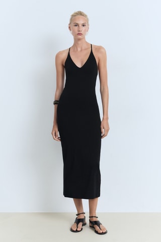 Robe midi décolletée dans le dos - Noir