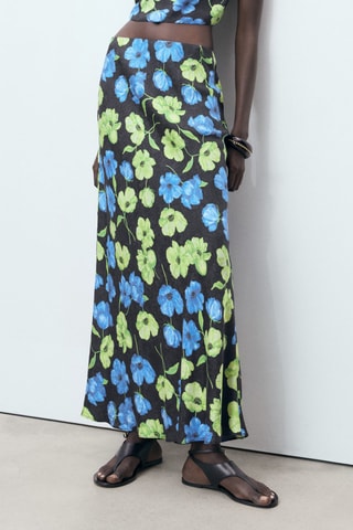 Jupe longue en imprimé floral - Noir