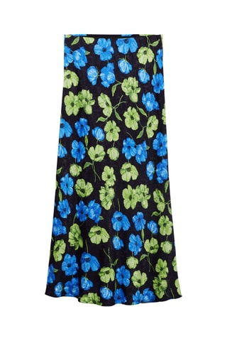 Jupe longue en imprimé floral - Noir