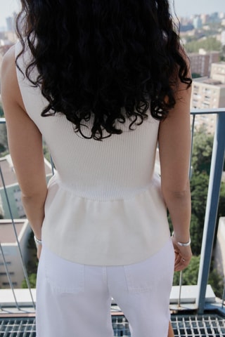 Top maille à nœuds - Blanc