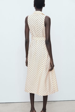 Robe chemisier à pois - Écru