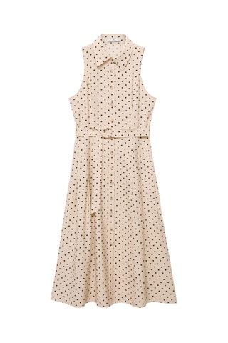 Robe chemisier à pois - Écru