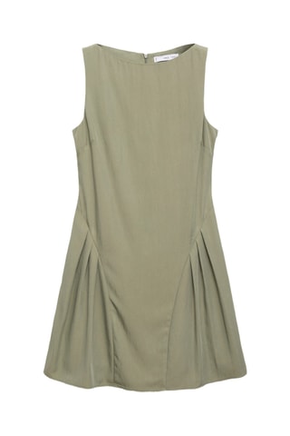 Robe col bateau à plis - Kaki