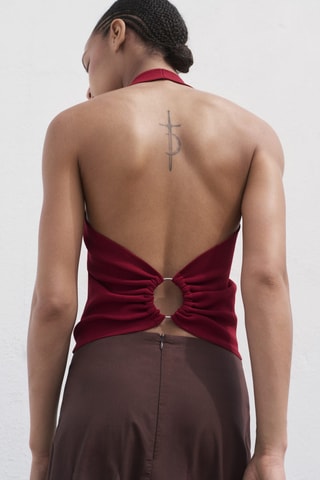 Top maille détail anneau - Lie-de-vin