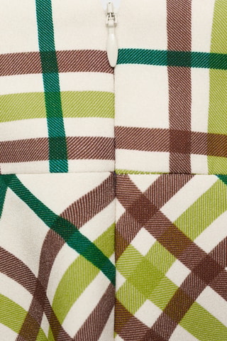 Robe décolletée à carreaux - Blanc Cassé