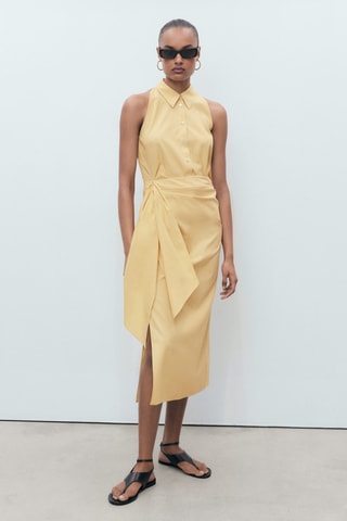 Robe chemise nœud - Jaune