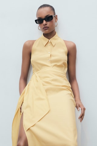 Robe chemise nœud - Jaune