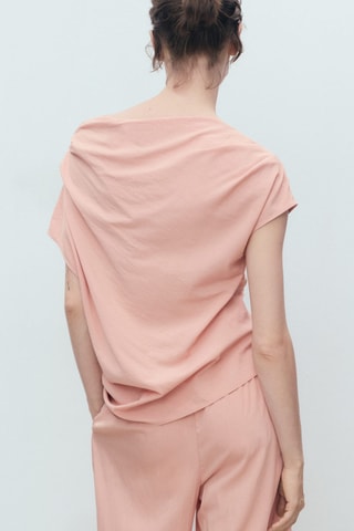 Blouse asymétrique drapée - Rose