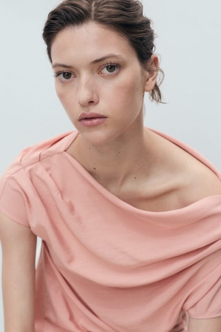 Blouse asymétrique drapée - Rose