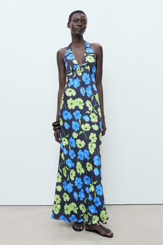 Robe à emmanchures américaines imprimé fleuri - Noir
