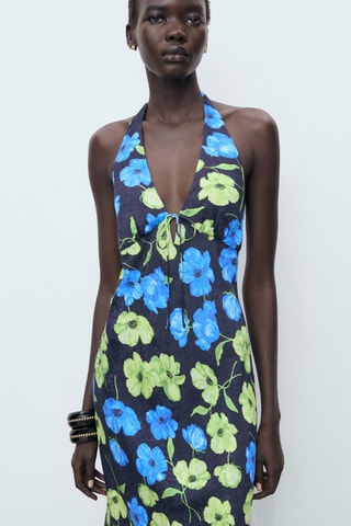 Robe à emmanchures américaines imprimé fleuri - Noir
