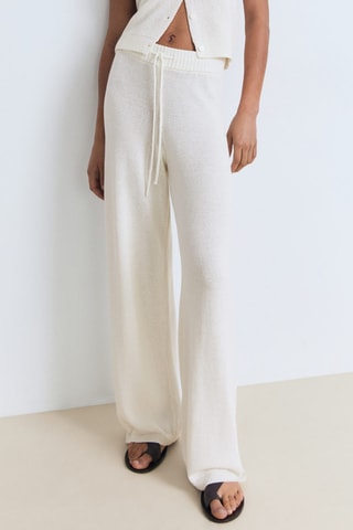 Pantalon maille ajourée - Blanc