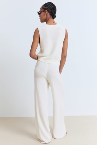 Pantalon maille ajourée - Blanc