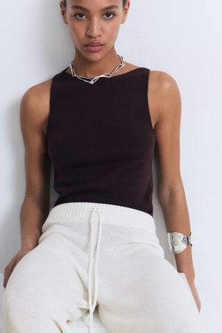 Pantalon maille ajourée - Blanc