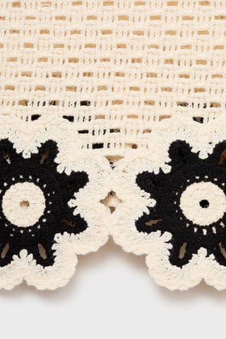 Top en crochet finitions à fleurs - Écru