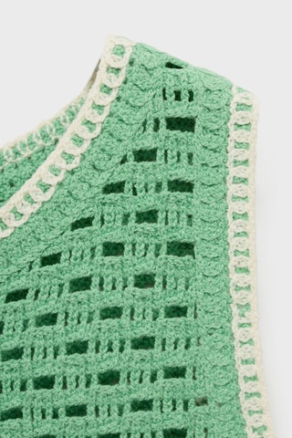 Top en crochet finitions à fleurs - Vert Pastel