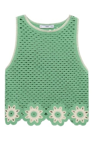 Top en crochet finitions à fleurs - Vert Pastel