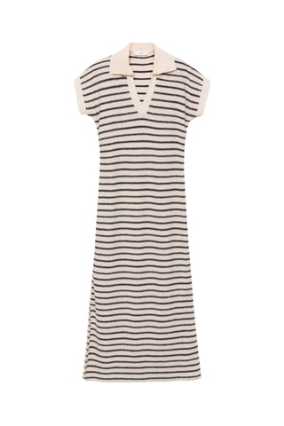 Robe longue maille rayures - Bleu Marine