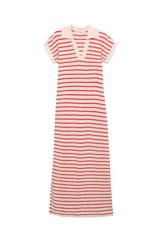 Robe longue maille rayures - Rouge