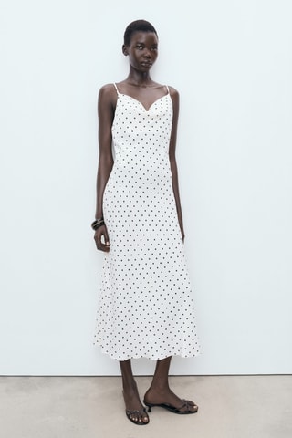 Robe midi encolure drapée - Blanc Cassé