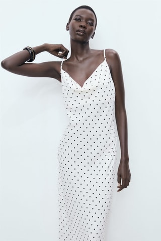 Robe midi encolure drapée - Blanc Cassé
