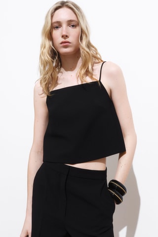 Top crop boutons - Noir