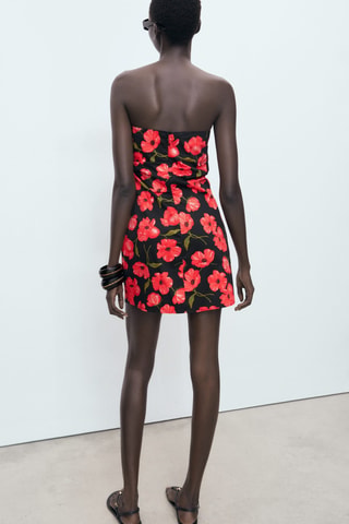 Robe bustier fleurs - Noir