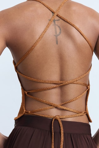 Top maille lurex dos croisé - Cuivre