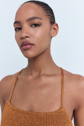Top maille lurex dos croisé - Cuivre