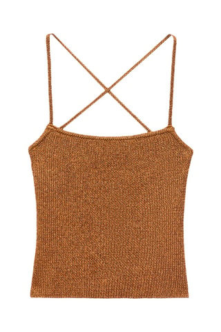 Top maille lurex dos croisé - Cuivre