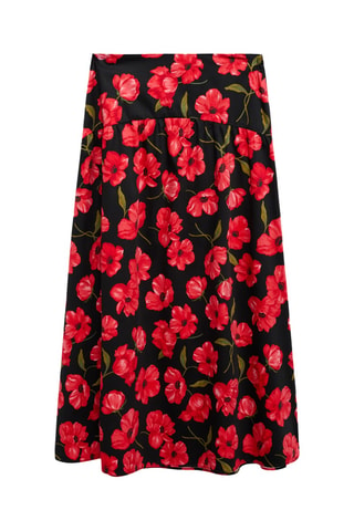 Jupe évasée à imprimé à fleurs - Noir