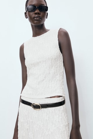 T-shirt bretelles dentelle - Blanc