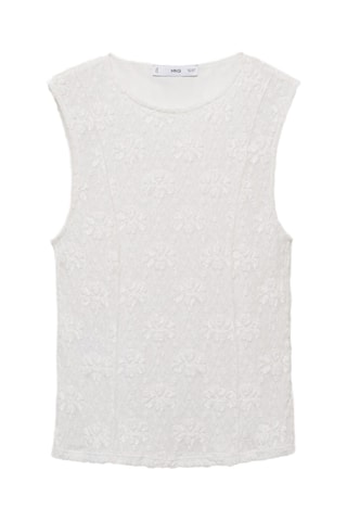 T-shirt bretelles dentelle - Blanc