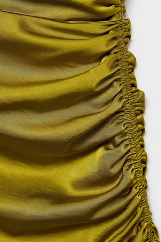 Robe asymétrique satinée avec fronce latérale - Olive