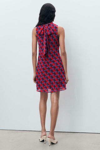 Robe imprimée détail nœud - Violet