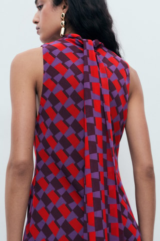 Robe imprimée détail nœud - Violet
