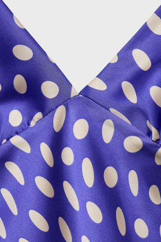 Robe satinée pois - Bleu