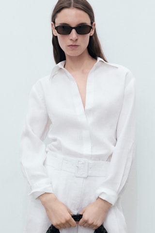Chemise lin oversize - Blanc