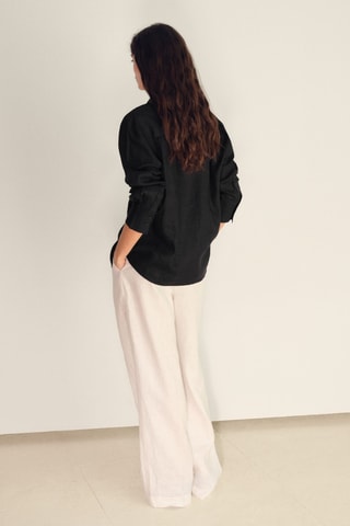 Chemise lin oversize - Noir