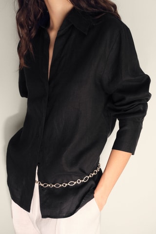 Chemise lin oversize - Noir