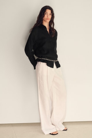 Chemise lin oversize - Noir