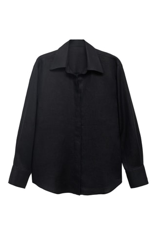 Chemise lin oversize - Noir
