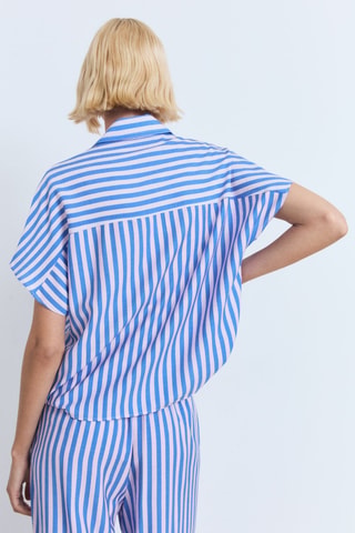 Chemise rayures manches courtes - Bleu